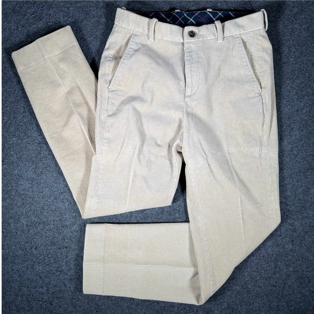 Brooks Brothers Regular Fit Corduroy Pants Mens 32x32 Cream Tan Stretch Trousers
